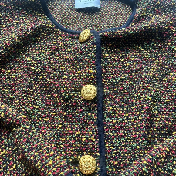 Stizzoli blazer wool knit blazer black yellow red green gold buttons 58 / XL - Picture 6 of 10